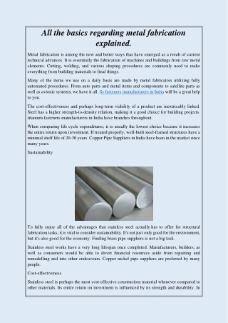 All the basics regarding metal fabrication explained