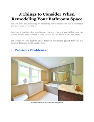 5 Things to Consider When Remodeling Your Bathroom Space