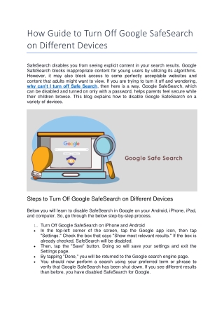 How Guide to Turn Off Google SafeSearch on Different Devices