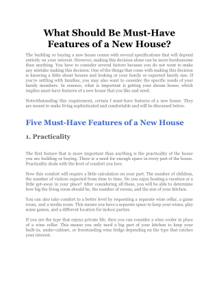 What Should Be Must-Have Features of a New House_