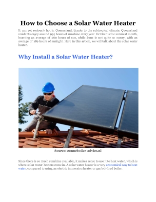 How to Choose a Solar Water Heater