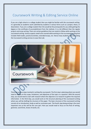 Coursework Writing & Editing Service Online