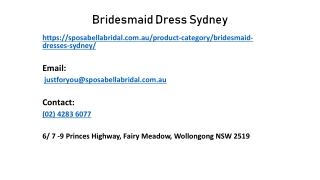 What is an important bridesmaid dress in Sydney and why?