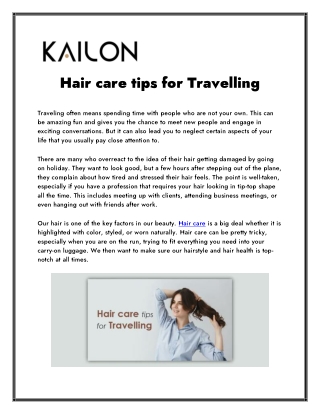 Hair care tips for Travelling