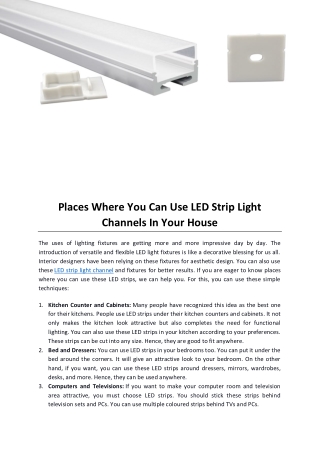 Places Where You Can Use LED Strip Light Channels In Your House