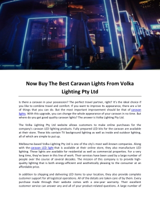 Now Buy The Best Caravan Lights From Volka Lighting Pty Ltd
