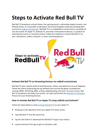 Steps to activate Red Bull TV