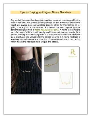 Tips for Buying an Elegant Name Necklace