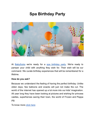Spa Birthday Party
