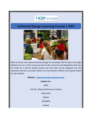 Universal Design Learning Course | ICEP Europe