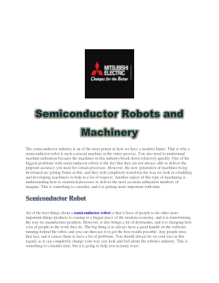 Semiconductor Robots and Machinery
