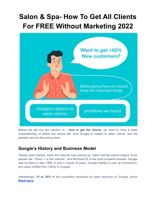 Salon & Spa- How To Get All Clients For FREE Without Marketing 2022