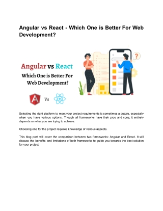 WB Angular vs React - Which One is Better For Web Development