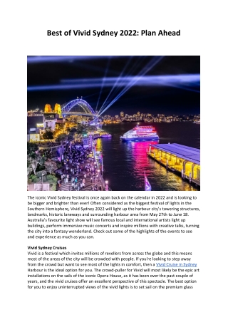 Best of Vivid Sydney 2022 Plan Ahead