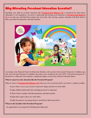 Why Attending Preschool Education Essential