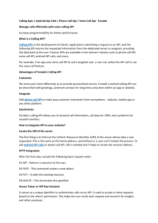 Calling Apis | Android Api Calls | phone call api | Voice Call Api - fonada