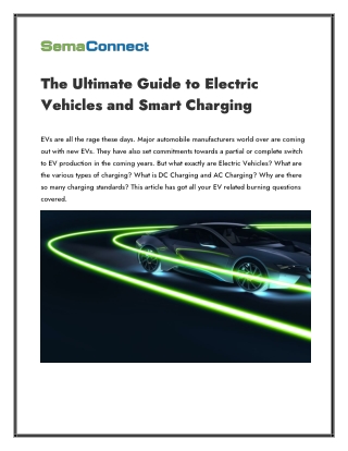 The Ultimate Guide to Electric Vehicles and Smart Charging