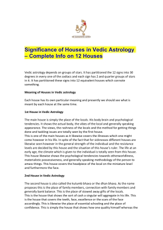 Significance of Houses in Vedic Astrology – Complete Info on 12 Houses