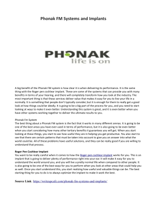 Phonak FM Systems and Implants