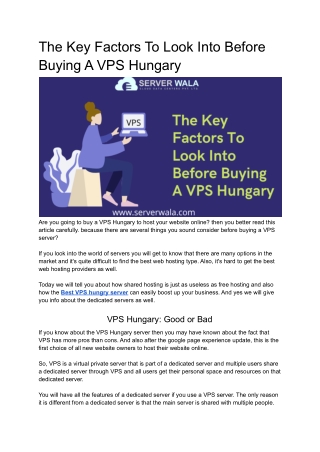 The Key Factors To Look Into Before Buying A VPS Hungary