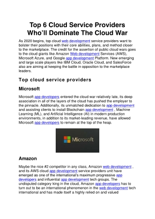 Top 6 Cloud Service Providers Who’ll Dominate The Cloud War