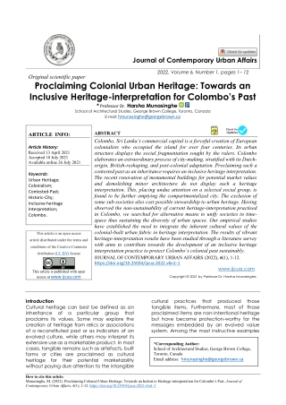 Proclaiming Colonial Urban Heritage Towards an Inclusive Heritage-interpretation