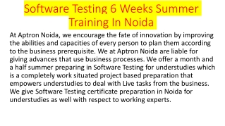 Software Testing 6 Weeks Summer Training In Noida
