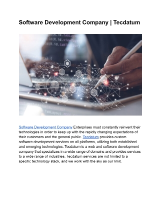 Software Development Company | Tecdatum