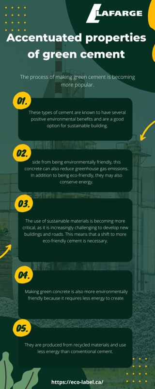 Accentuated properties of green cement
