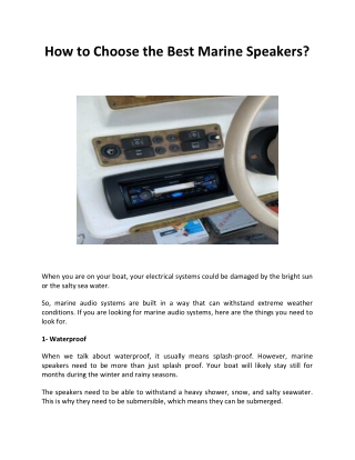 How to Choose the Best Marine Speakers?