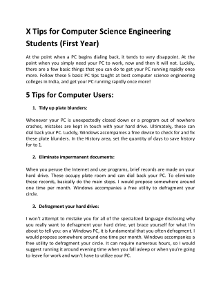 X Tips for Computer Science Engineering Students (First Year)