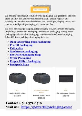 Odor-absorbing Bags Packaging