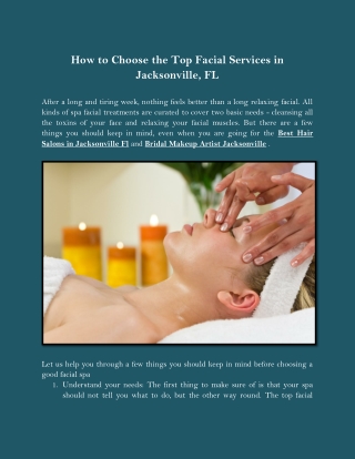 How to Choose the Top Facial Services in Jacksonville, FL