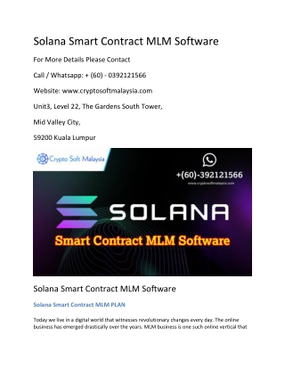 Solana Smart Contract MLM Software
