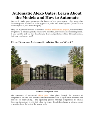 Automatic Aleko Gates_ Learn About the Models and How to Automate