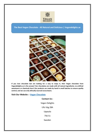 The Best Vegan Chocolate - All Natural and Delicious | Vegandelights.se