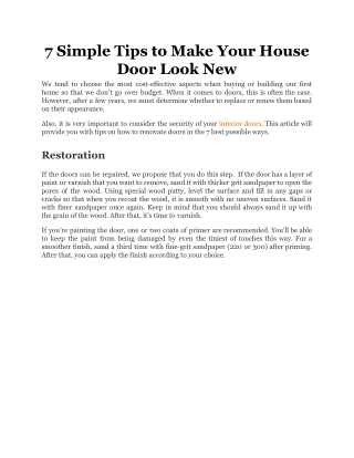7 Simple Tips to Make Your House Door Look New