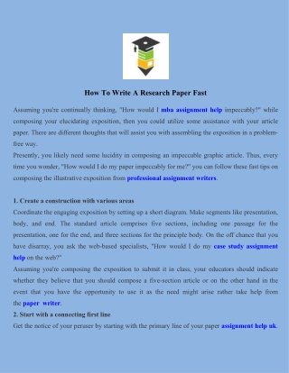 How To Write A Research Paper Fast