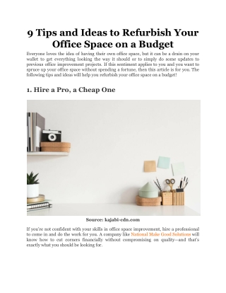 9 Tips and Ideas to Refurbish Your Office Space on a Budget