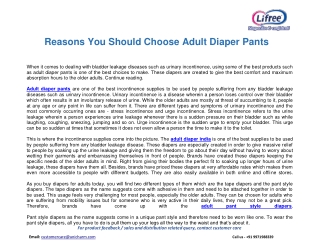 Reasons You Should Choose Adult Diaper Pants
