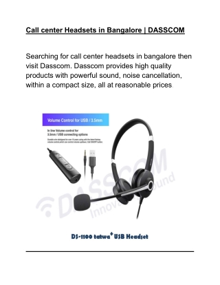 Call center Headsets in Bangalore | DASSCOM