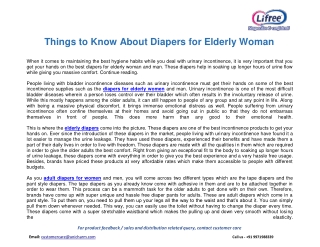 Things to Know About Diapers for Elderly Woman