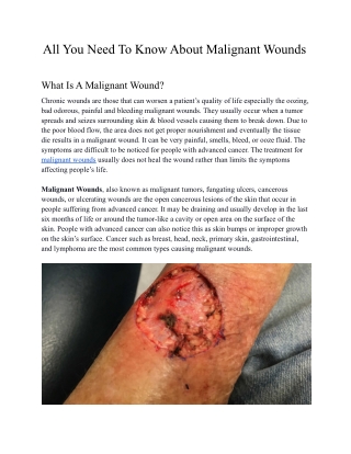 All You Need To Know About Malignant Wounds