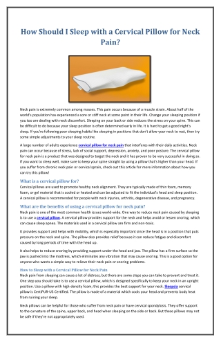 How Should I Sleep with a Cervical Pillow for Neck Pain