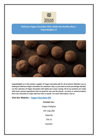Delicious Vegan Chocolate Gifts, Made the Healthy Way | Vegandelights.se