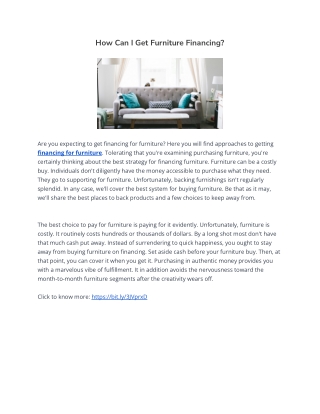 How Can I Get Furniture Financing?