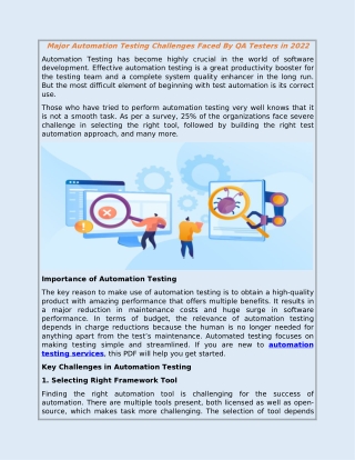 Major Automation Testing Challenges Faced By QA Testers in 2022