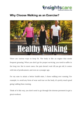 Why Choose Walking as an Exercise