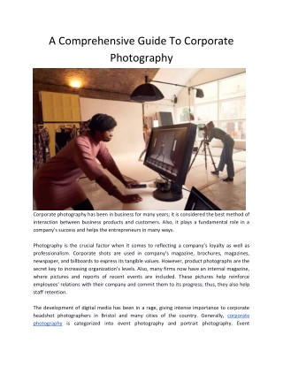 A Comprehensive Guide To Corporate Photography