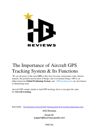 The Importance of Aircraft GPS Tracking System & Its Functions
